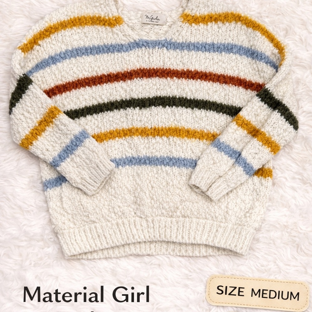 Material Girl Striped Sweater - Cream, Mustard, Sky Blue, Olive, Rust